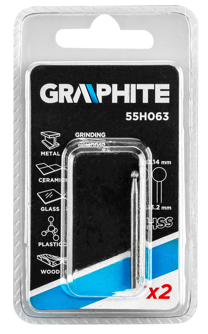 Guľôčka rotačného noža HSS 3,14 mm, stopka 3,2 mm, 2 ks od GRAPHITE nájdeš na naravis.sk