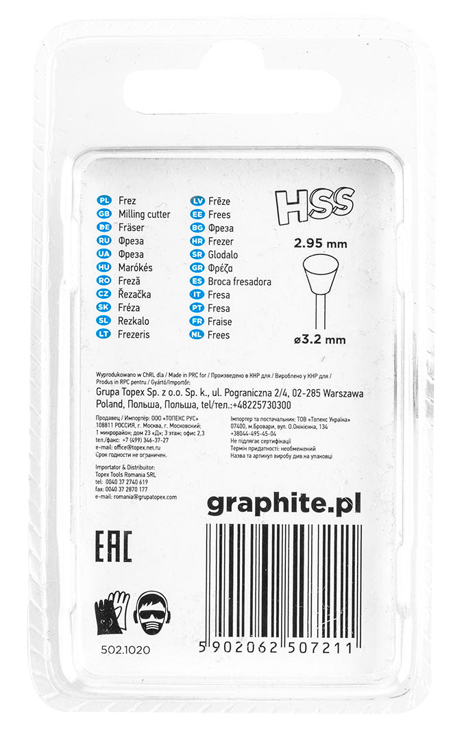 HSS trapézová fréza 2,95 mm, stopka 3,2 mm, 2 ks od GRAPHITE nájdeš na naravis.sk