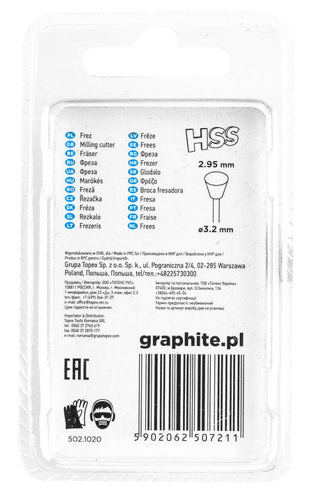 HSS trapézová fréza 2,95 mm, stopka 3,2 mm, 2 ks od GRAPHITE nájdeš na naravis.sk
