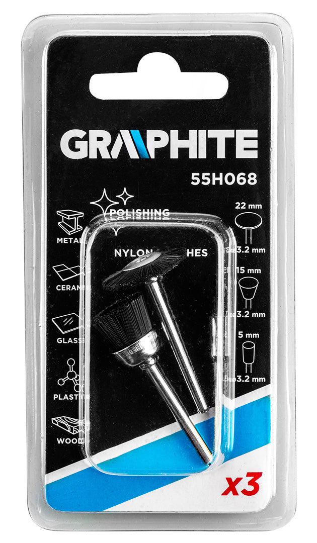 Nylonové kefky, kefka, pohár, kotúč, sada 3 ks. 3 ks od GRAPHITE nájdeš na naravis.sk