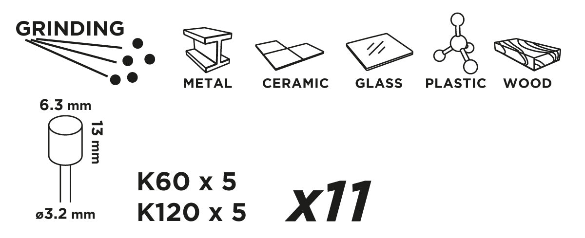 Brúsny pás 6,3 mm, K60, K120, cpl. 10 ks. + stopka 3,2 mm od GRAPHITE nájdeš na naravis.sk