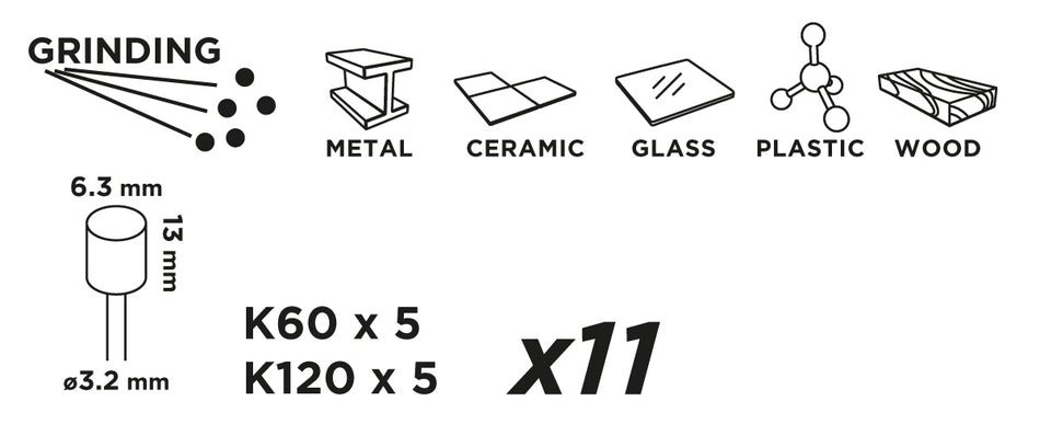 Brúsny pás 6,3 mm, K60, K120, cpl. 10 ks. + stopka 3,2 mm od GRAPHITE nájdeš na naravis.sk