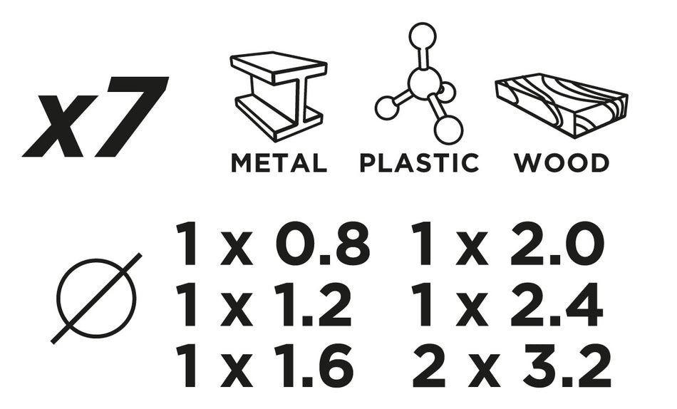 Presné vrtáky 0,8-3,2 mm, 7 ks. od GRAPHITE nájdeš na naravis.sk