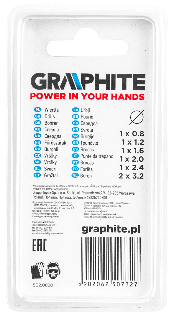 Presné vrtáky 0,8-3,2 mm, 7 ks. od GRAPHITE nájdeš na naravis.sk