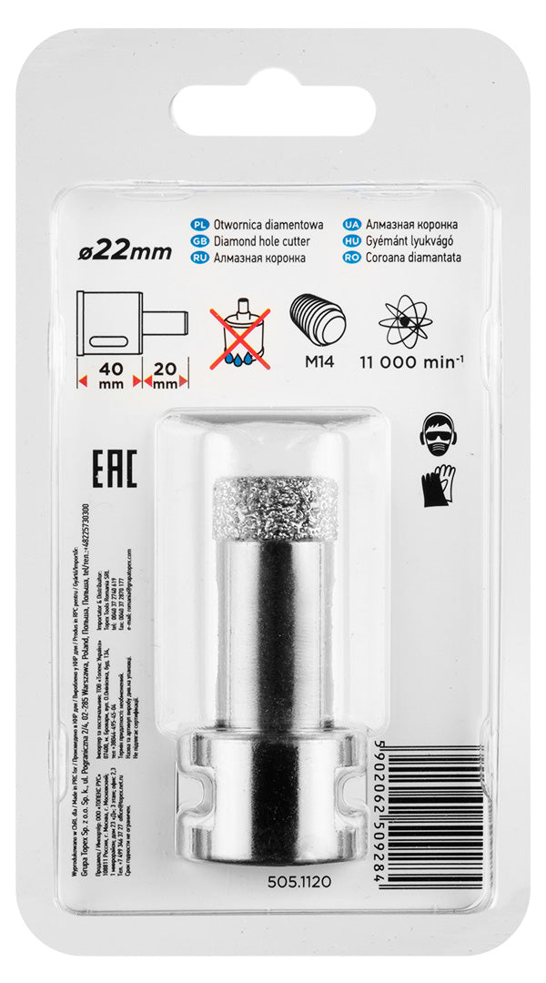 Diamantová dierovacia píla 22 mm x M14 od GRAPHITE nájdeš na naravis.sk