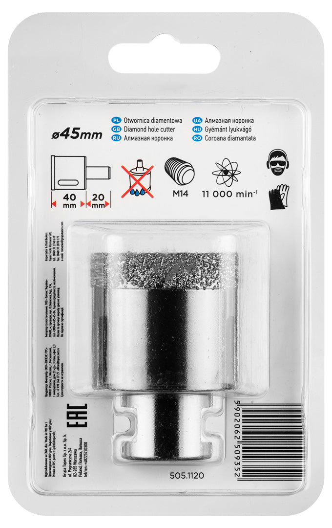 Diamantová dierovacia píla 45 mm x M14 od GRAPHITE nájdeš na naravis.sk