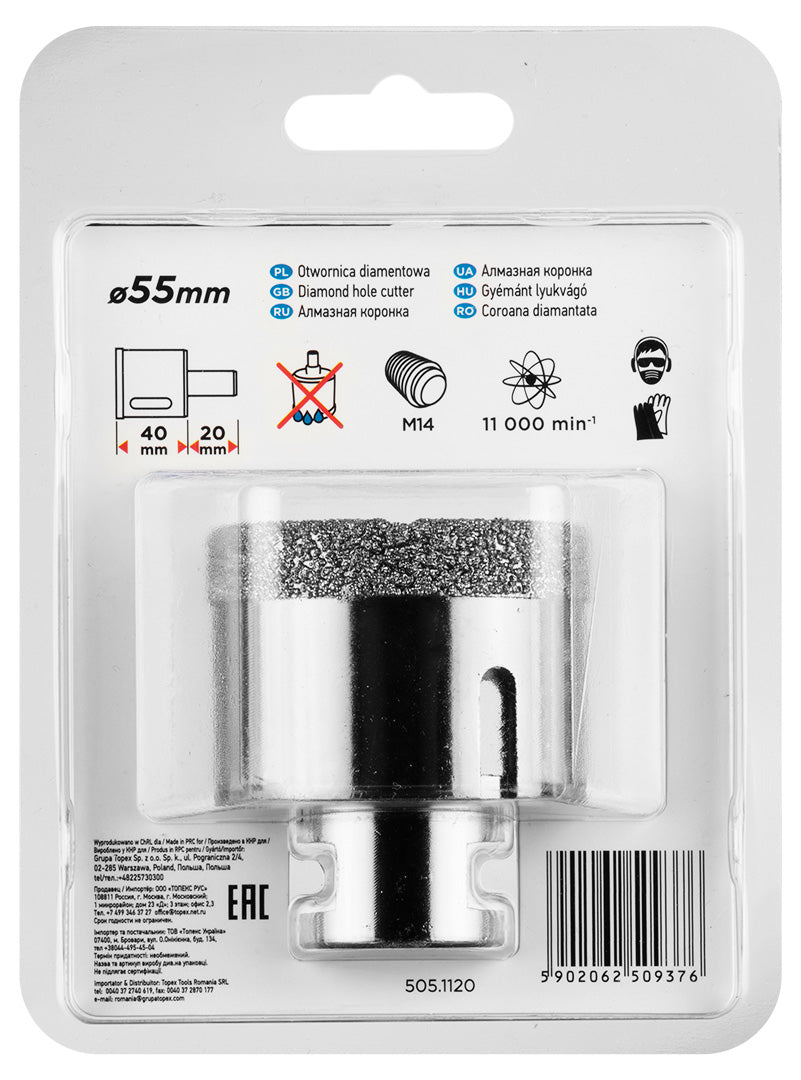 Diamantová dierovacia píla 55 mm x M14 od GRAPHITE nájdeš na naravis.sk