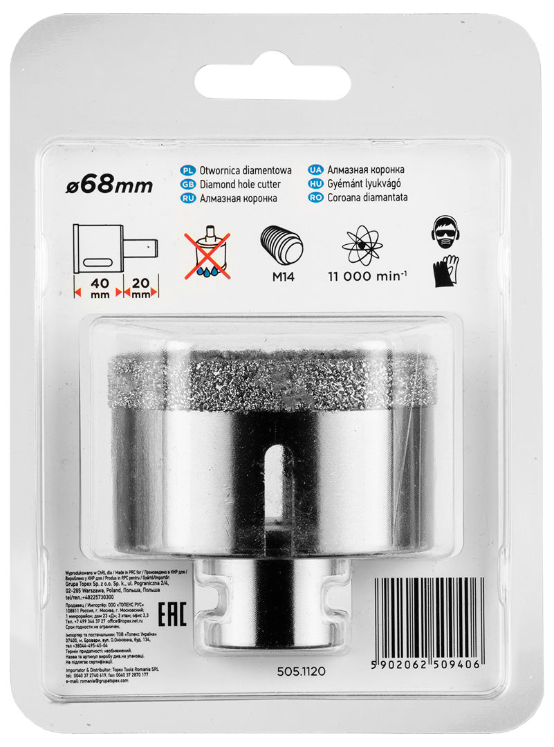 Diamantová dierovacia píla 68 mm x M14 od GRAPHITE nájdeš na naravis.sk