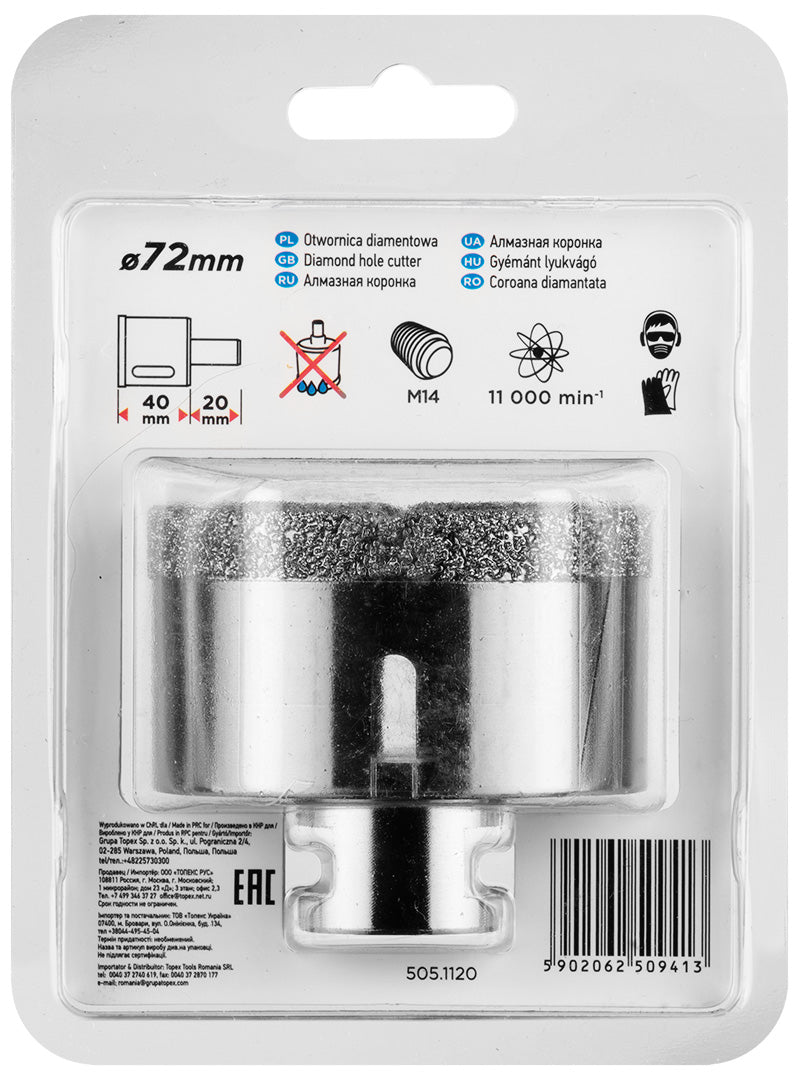 Diamantová dierovacia píla 72 mm x M14 od GRAPHITE nájdeš na naravis.sk