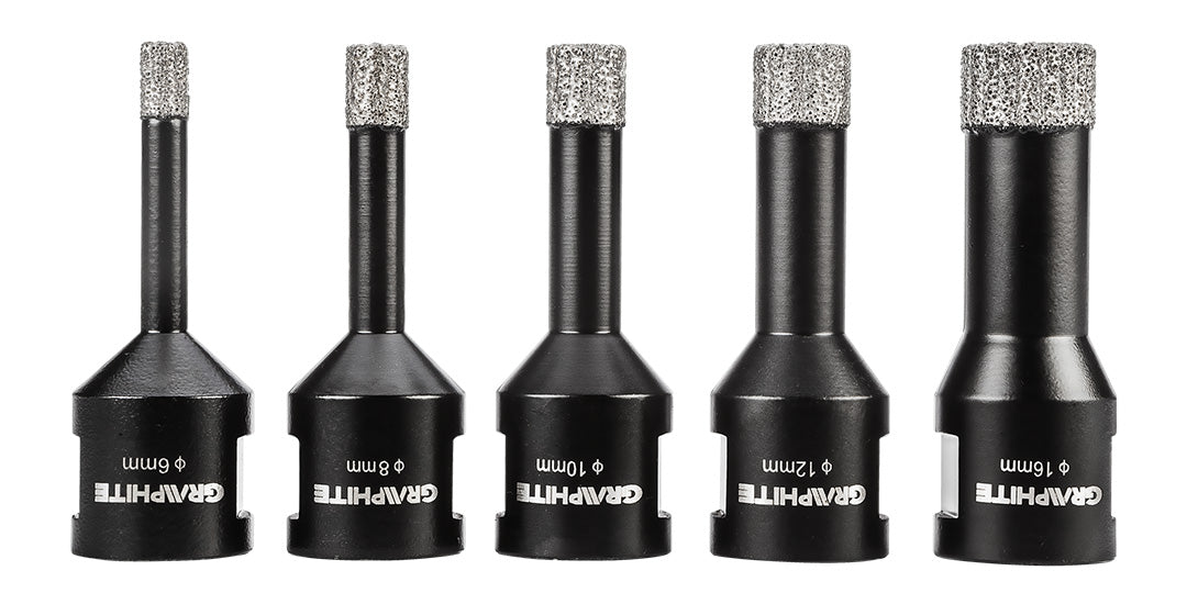 Diamantové dierovky (6, 8, 10, 12, 16 mm), 5-dielna sada. od GRAPHITE nájdeš na naravis.sk