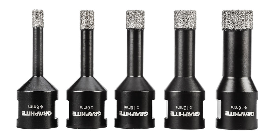 Diamantové dierovky (6, 8, 10, 12, 16 mm), 5-dielna sada. od GRAPHITE nájdeš na naravis.sk