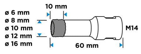 Diamantové dierovky (6, 8, 10, 12, 16 mm), 5-dielna sada. od GRAPHITE nájdeš na naravis.sk