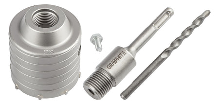 65 mm široká píla na diery s adaptérom SDS+ a pilotným vrtákom od GRAPHITE nájdeš na naravis.sk