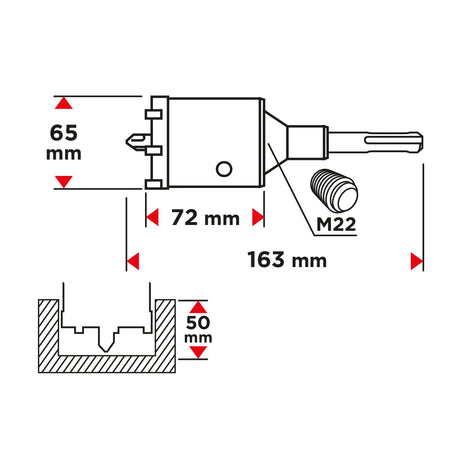 65 mm široká píla na diery s adaptérom SDS+ a pilotným vrtákom od GRAPHITE nájdeš na naravis.sk