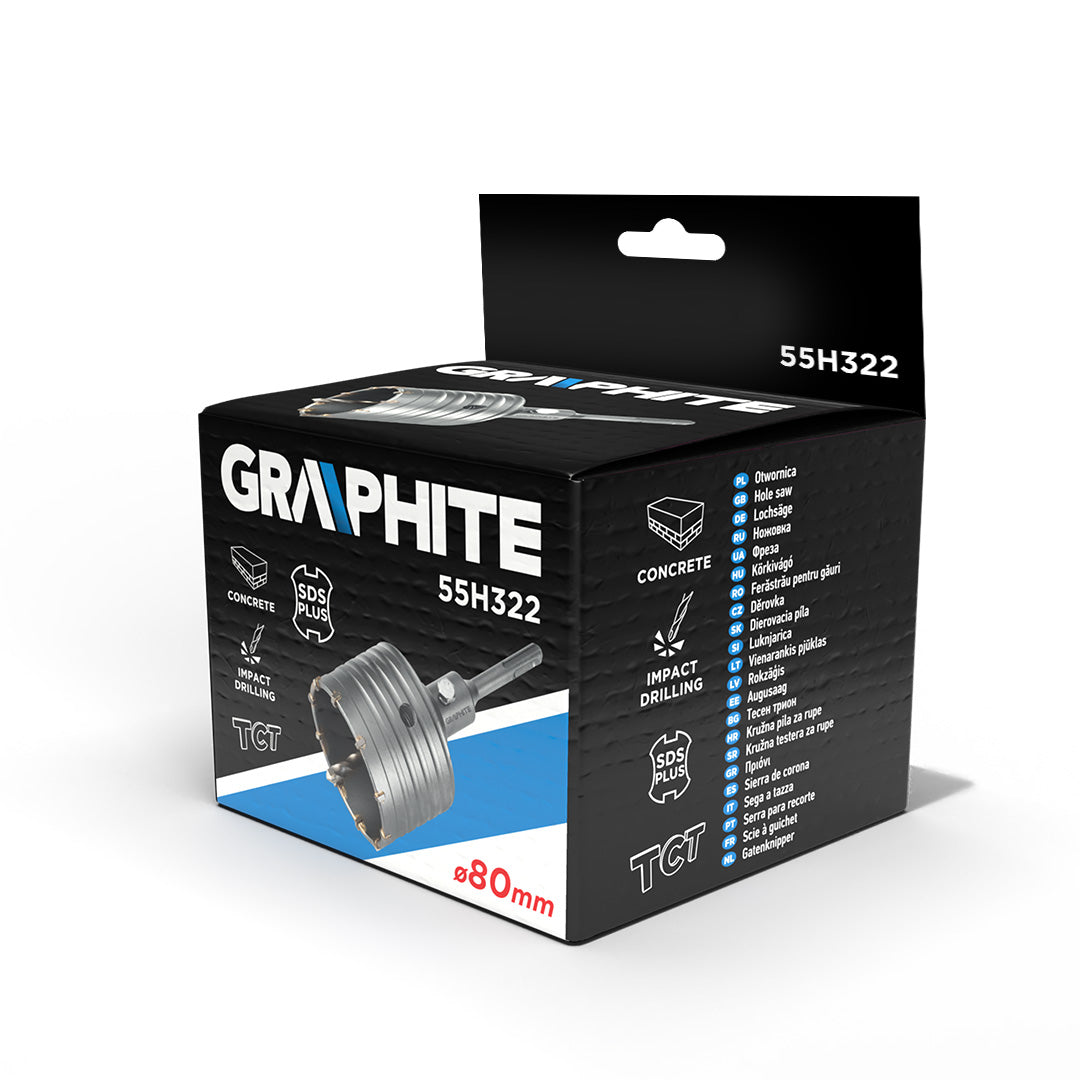 Vidlicová píla na diery 80 mm s adaptérom SDS+ a pilotným vrtákom od GRAPHITE nájdeš na naravis.sk