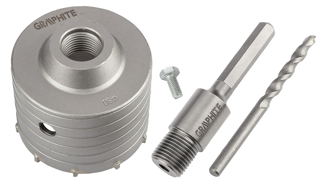 Vidlicová píla na diery 80 mm s adaptérom HEX a pilotným vrtákom od GRAPHITE nájdeš na naravis.sk