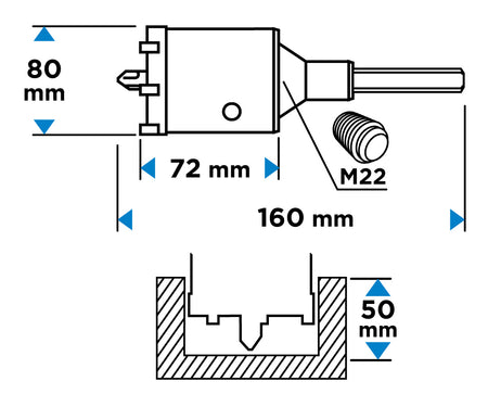 Vidlicová píla na diery 80 mm s adaptérom HEX a pilotným vrtákom od GRAPHITE nájdeš na naravis.sk