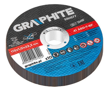 Rezacie kotúče na kov 115 x 1,0 x 22,2 mm, 41 A60-T-BF, 10 ks fólie od GRAPHITE nájdeš na naravis.sk