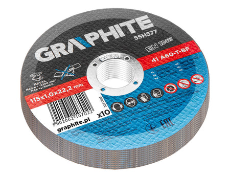 Rezacie kotúče na kov 115 x 1,0 x 22,2 mm, 41 A60-T-BF, 10 ks fólie od GRAPHITE nájdeš na naravis.sk