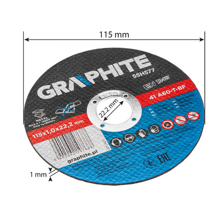 Rezacie kotúče na kov 115 x 1,0 x 22,2 mm, 41 A60-T-BF, 10 ks fólie od GRAPHITE nájdeš na naravis.sk