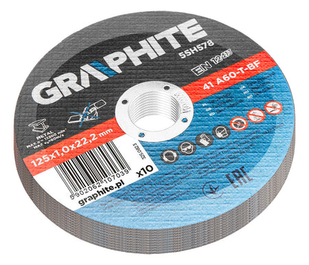 Kotúče na rezanie kovov 125 x 1,0 x 22,2 mm, 41 A60-T-BF, 10 ks fólie od GRAPHITE nájdeš na naravis.sk
