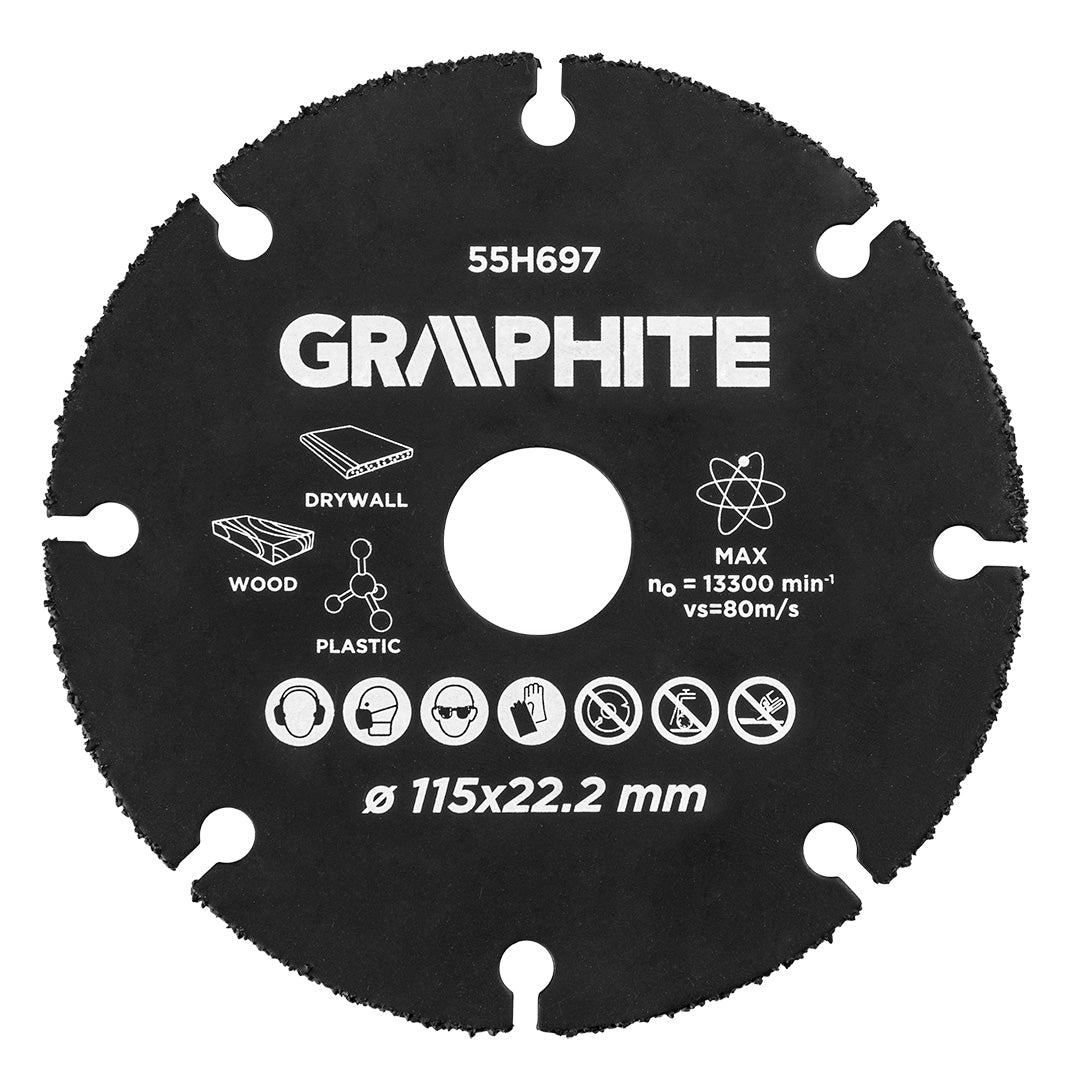 HM rezný kotúč na drevo a plasty 115 x 22.2 mm od GRAPHITE nájdeš na naravis.sk