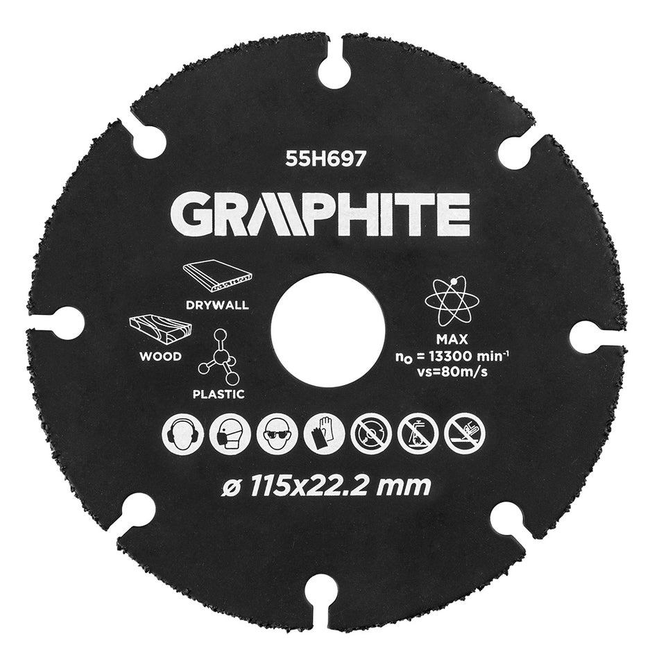 HM rezný kotúč na drevo a plasty 115 x 22.2 mm od GRAPHITE nájdeš na naravis.sk