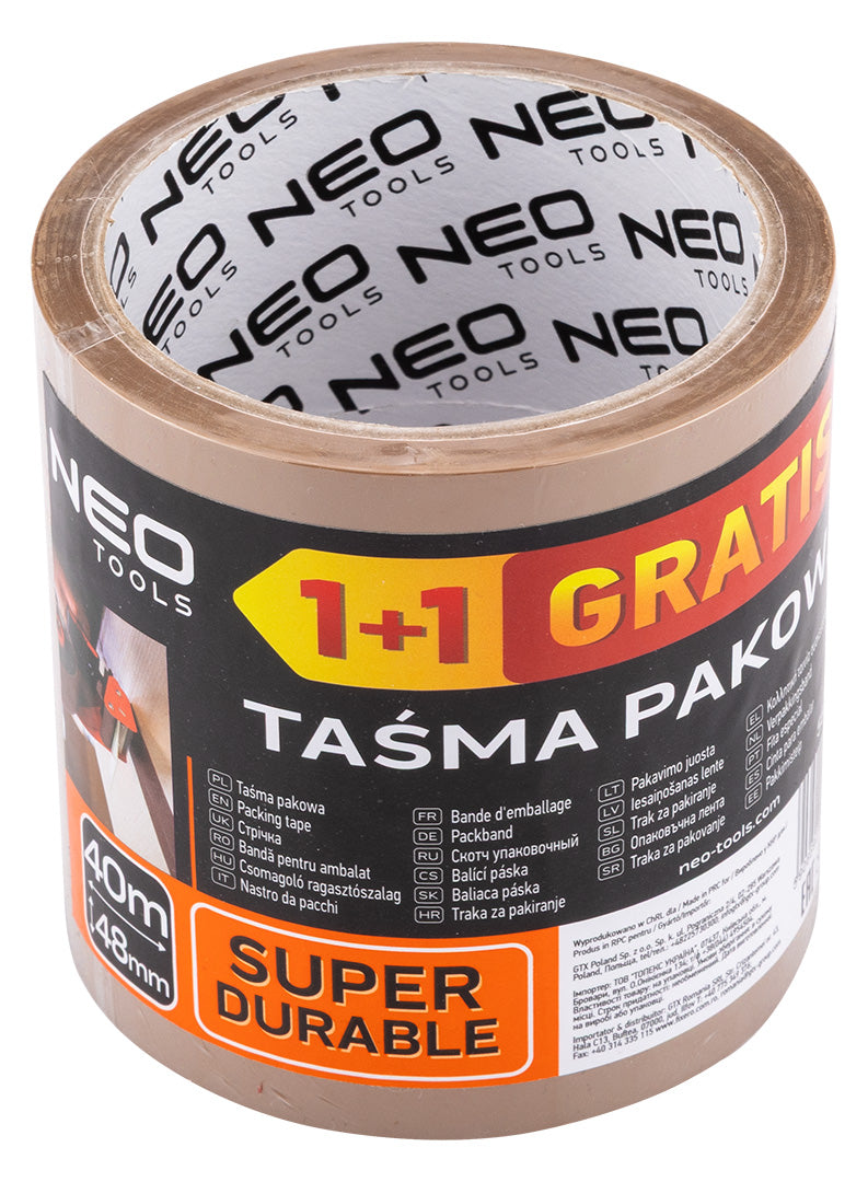Hnedá baliaca páska 48 mm x 40 m, 1+1 sada od NEO TOOLS nájdeš na naravis.sk