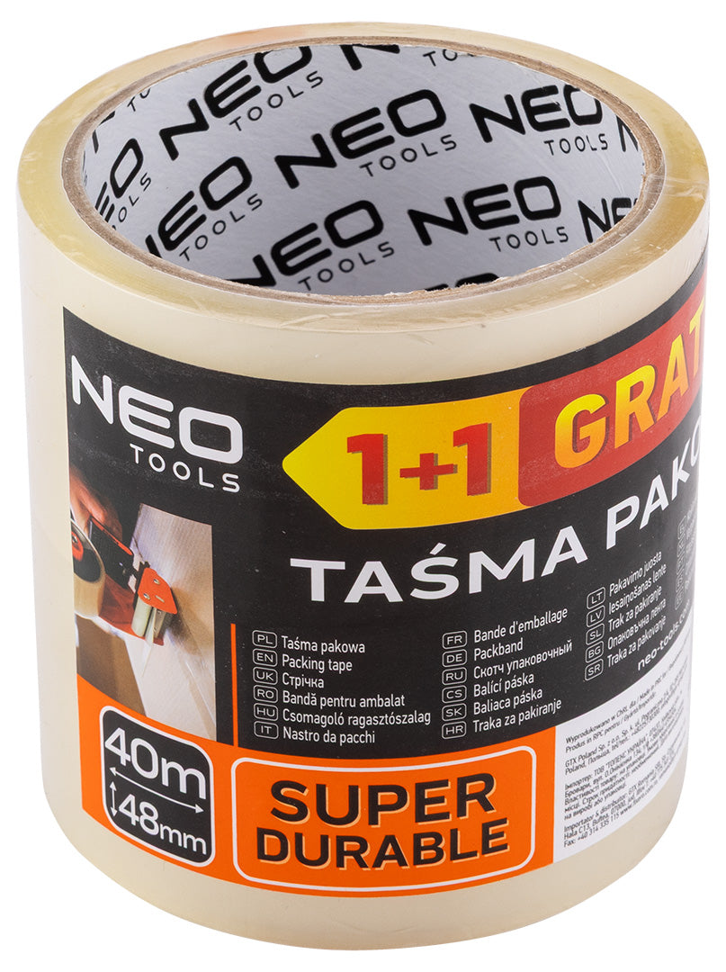 Priehľadná baliaca páska 48 mm x 40 m, 1+1 sada od NEO TOOLS nájdeš na naravis.sk