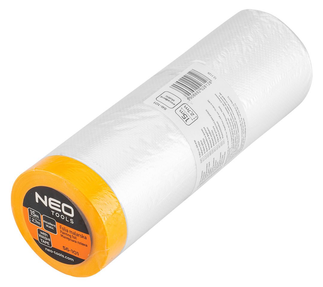 Fólia na maľovanie 2,7 m x 15 m s páskou širokou 1,5 cm od NEO TOOLS nájdeš na naravis.sk