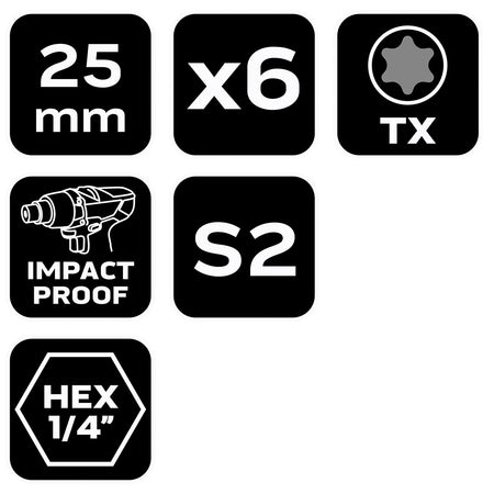 Rázové bity TX10/15/20/25/30/40 x 25 mm, 6 ks. od NEO TOOLS nájdeš na naravis.sk