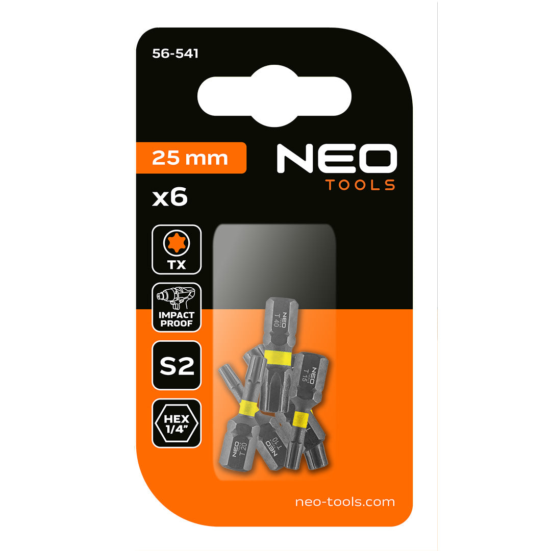 Rázové bity TX10/15/20/25/30/40 x 25 mm, 6 ks. od NEO TOOLS nájdeš na naravis.sk