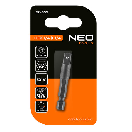 Adaptér z 1/4" HEX na 1/4" QUADRAT od NEO TOOLS nájdeš na naravis.sk
