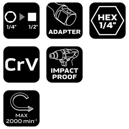 Adaptér z 1/4" HEX na 1/2" štvorhran od NEO TOOLS nájdeš na naravis.sk