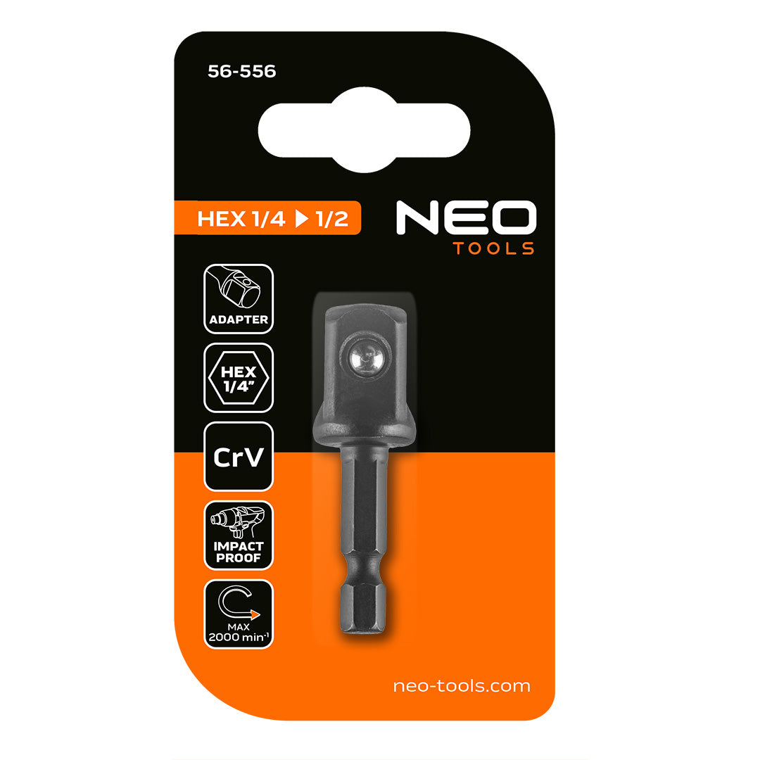 Adaptér z 1/4" HEX na 1/2" štvorhran od NEO TOOLS nájdeš na naravis.sk