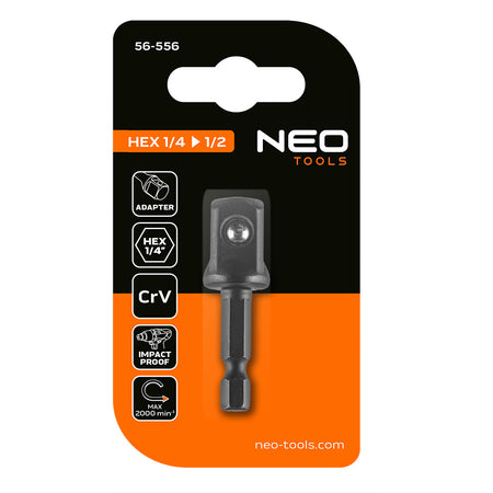 Adaptér z 1/4" HEX na 1/2" štvorhran od NEO TOOLS nájdeš na naravis.sk