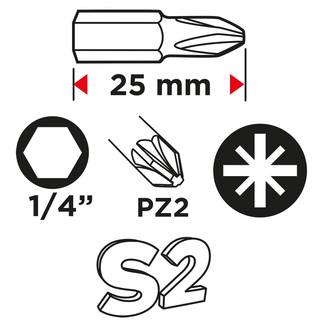 Skrutkovacie bity PZ2 x 25 mm, 100 ks. od GRAPHITE nájdeš na naravis.sk