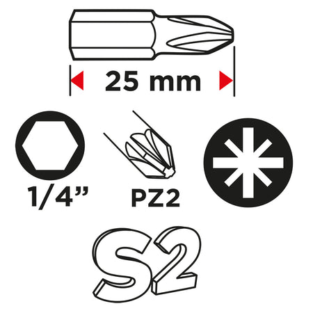 Skrutkovacie bity PZ2 x 25 mm, 100 ks. od GRAPHITE nájdeš na naravis.sk