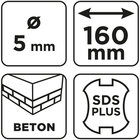 Vrták do betónu SDS Plus s dvojitou špirálou 5 x 160 mm od GRAPHITE nájdeš na naravis.sk