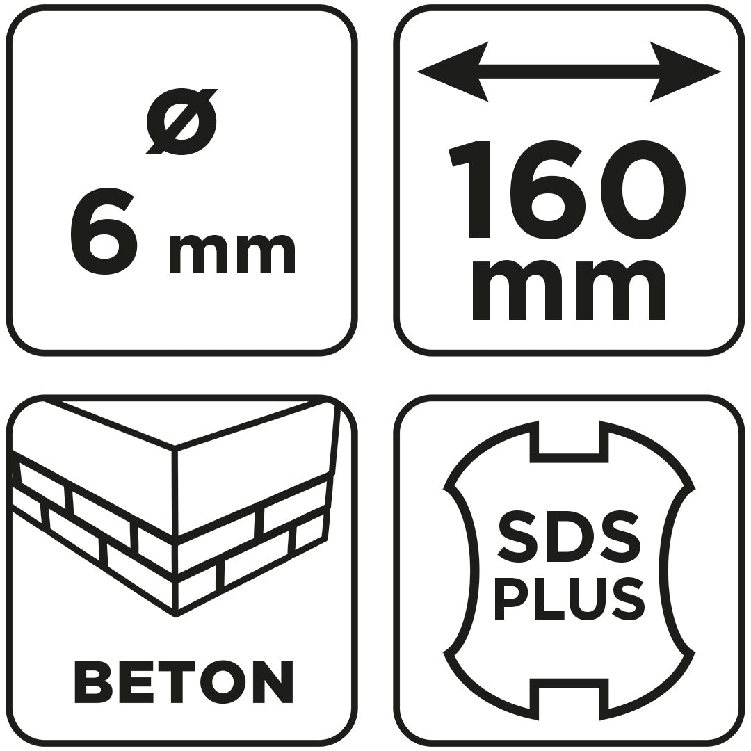 Vrták do betónu SDS Plus s dvojitou špirálou 6 x 160 mm od GRAPHITE nájdeš na naravis.sk