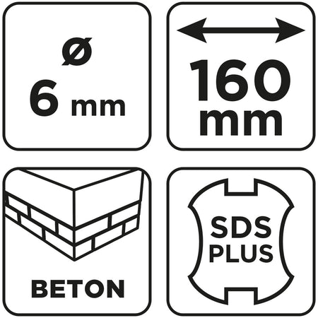 Vrták do betónu SDS Plus s dvojitou špirálou 6 x 160 mm od GRAPHITE nájdeš na naravis.sk