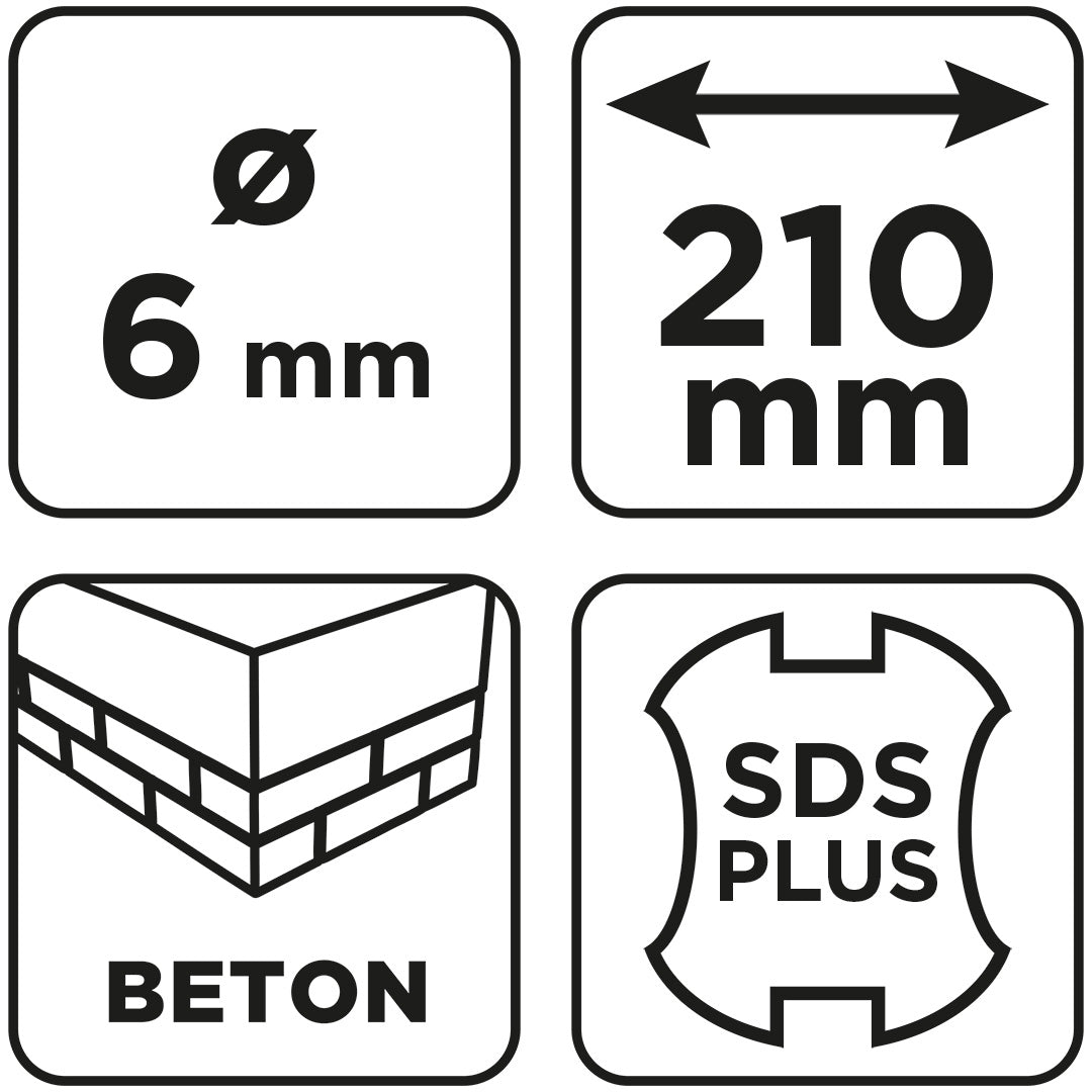 Vrták do betónu SDS Plus s dvojitou špirálou 6 x 210 mm od GRAPHITE nájdeš na naravis.sk