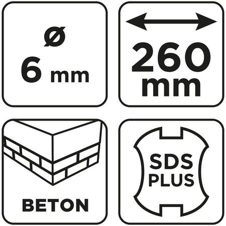Vrták do betónu SDS Plus s dvojitou špirálou 6 x 260 mm od GRAPHITE nájdeš na naravis.sk