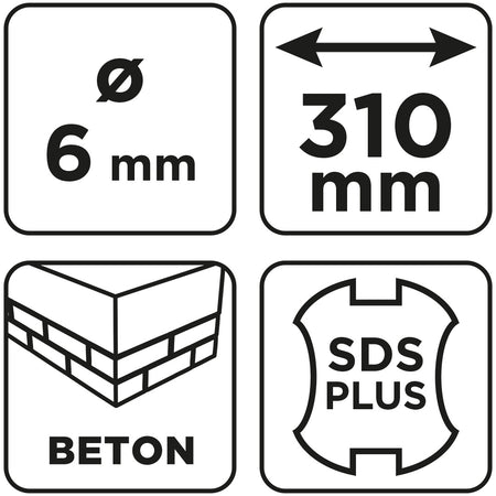 Vrták do betónu SDS Plus s dvojitou špirálou 6 x 310 mm od GRAPHITE nájdeš na naravis.sk