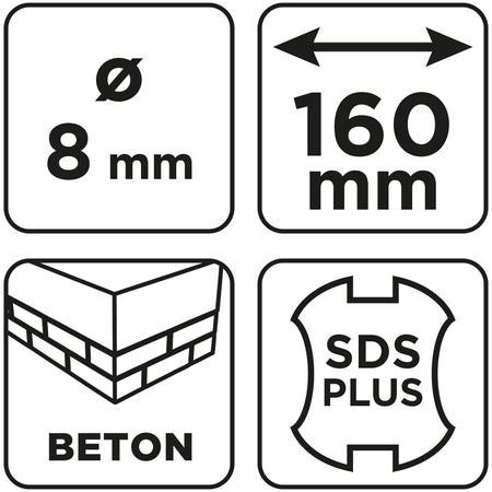 Vrták do betónu SDS Plus s dvojitou špirálou 8 x 160 mm od GRAPHITE nájdeš na naravis.sk