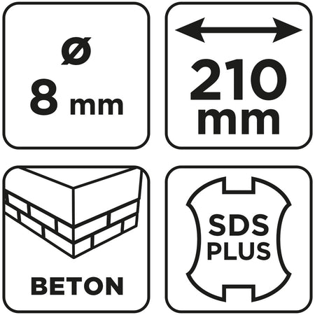Vrták do betónu SDS Plus s dvojitou špirálou 8 x 210 mm od GRAPHITE nájdeš na naravis.sk