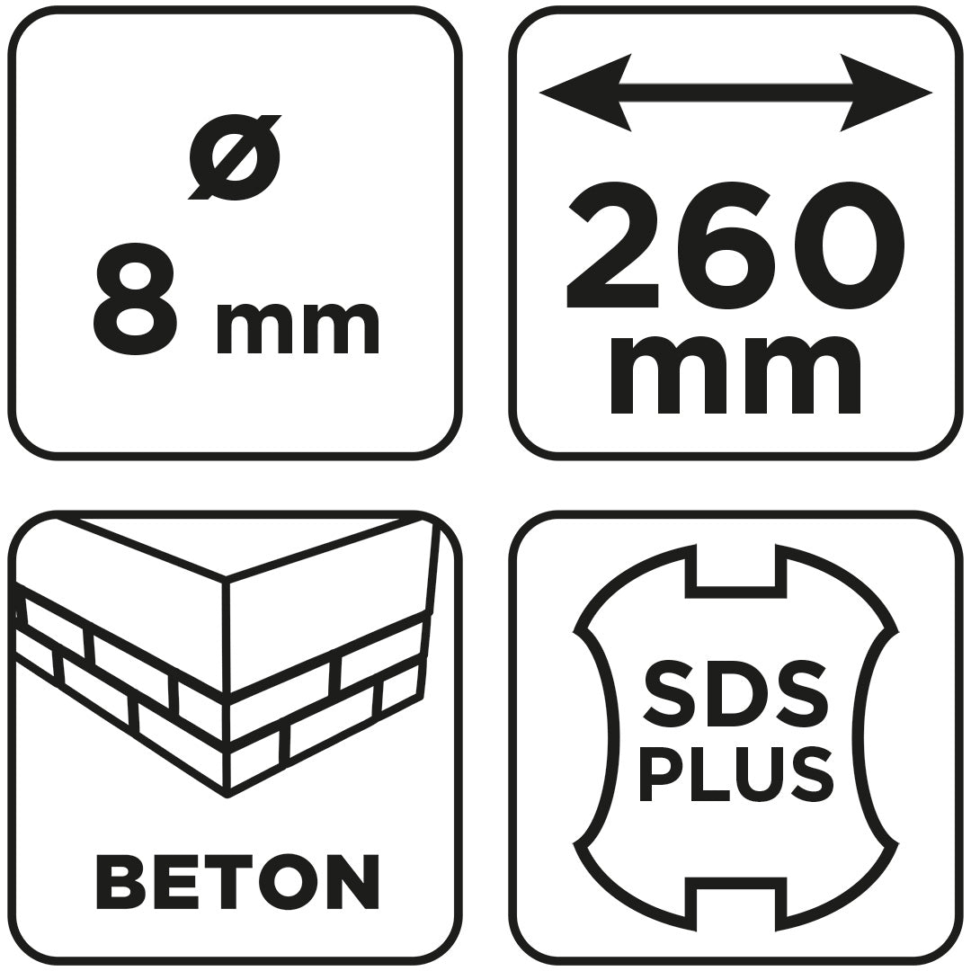 Vrták do betónu SDS Plus s dvojitou špirálou 8 x 260 mm od GRAPHITE nájdeš na naravis.sk