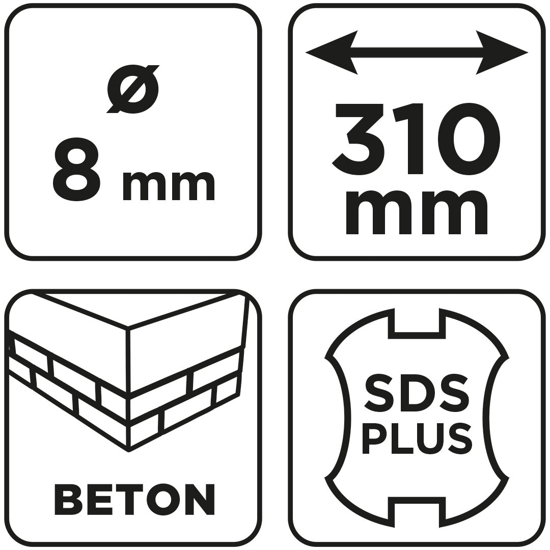 Vrták do betónu SDS Plus s dvojitou špirálou 8 x 310 mm od GRAPHITE nájdeš na naravis.sk