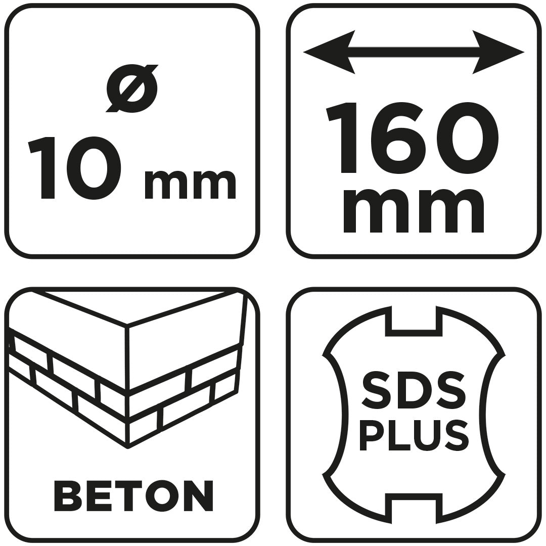 Vrták do betónu SDS Plus s dvojitou špirálou 10 x 160 mm od GRAPHITE nájdeš na naravis.sk