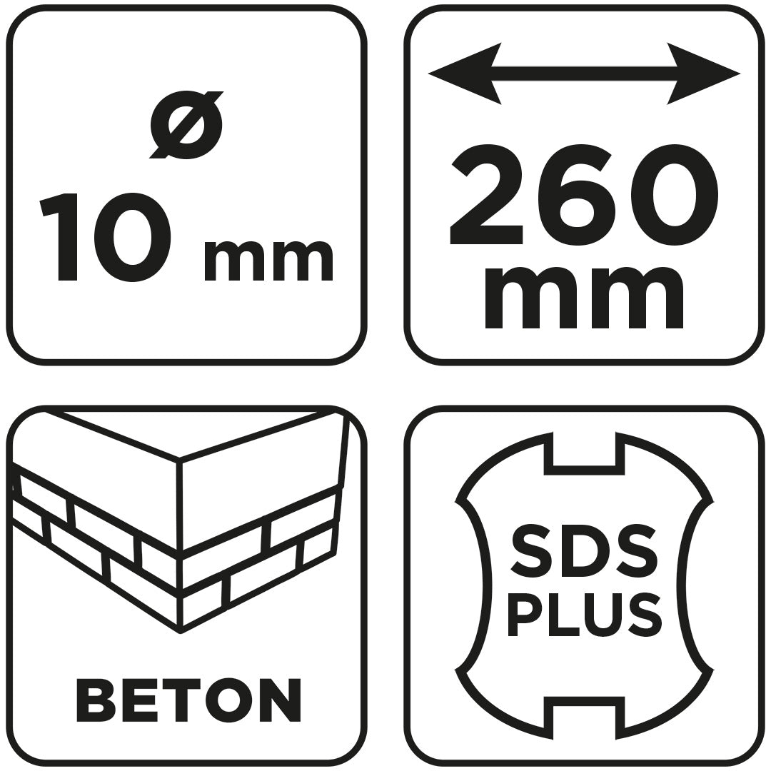 Vrták do betónu SDS Plus s dvojitou špirálou 10 x 260 mm od GRAPHITE nájdeš na naravis.sk